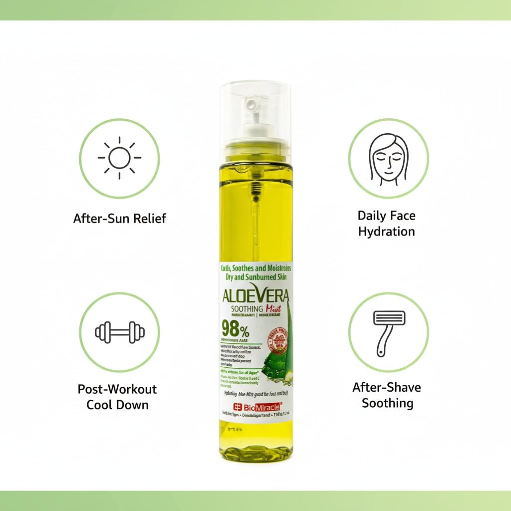 BioMiracle product label and ingredients panel highlighting organic aloe vera