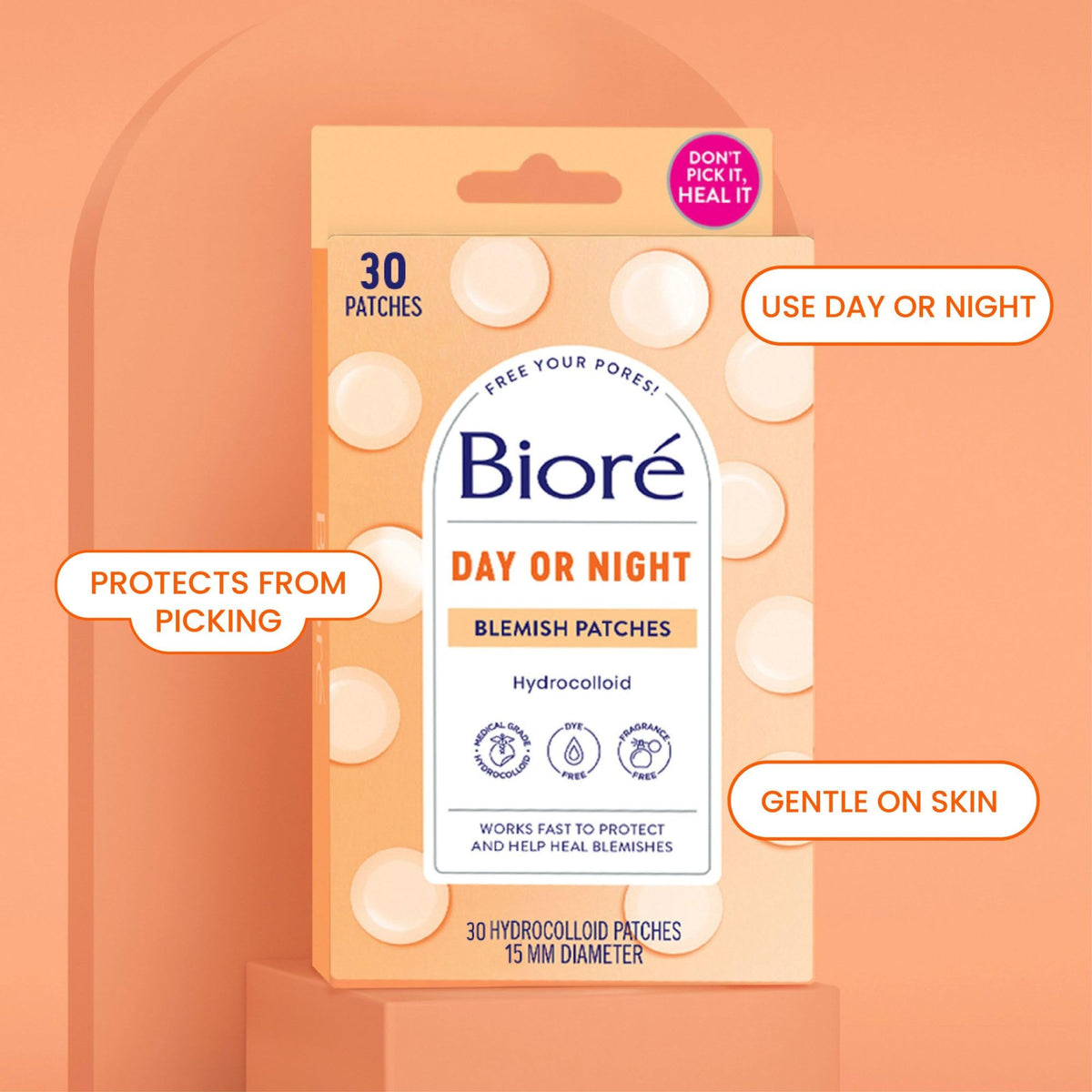 Biore patch next to coin to show 15mm diameter and coverage