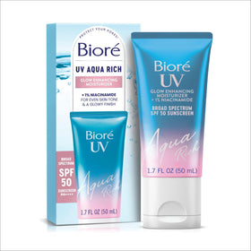 Bioré front packaging showing product and SPF 50 protection benefit