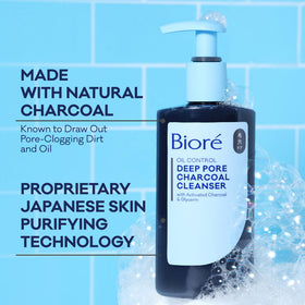 Bioré bottle pump dispensing foam, illustrating easy application and quick lather