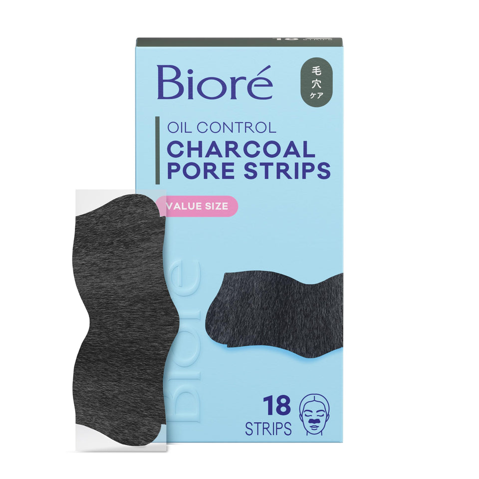 Bioré front packaging showing charcoal pore strips and benefits