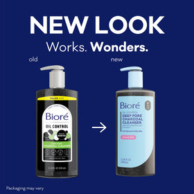 Bioré charcoal cleanser texture close-up highlighting deep-pore purification
