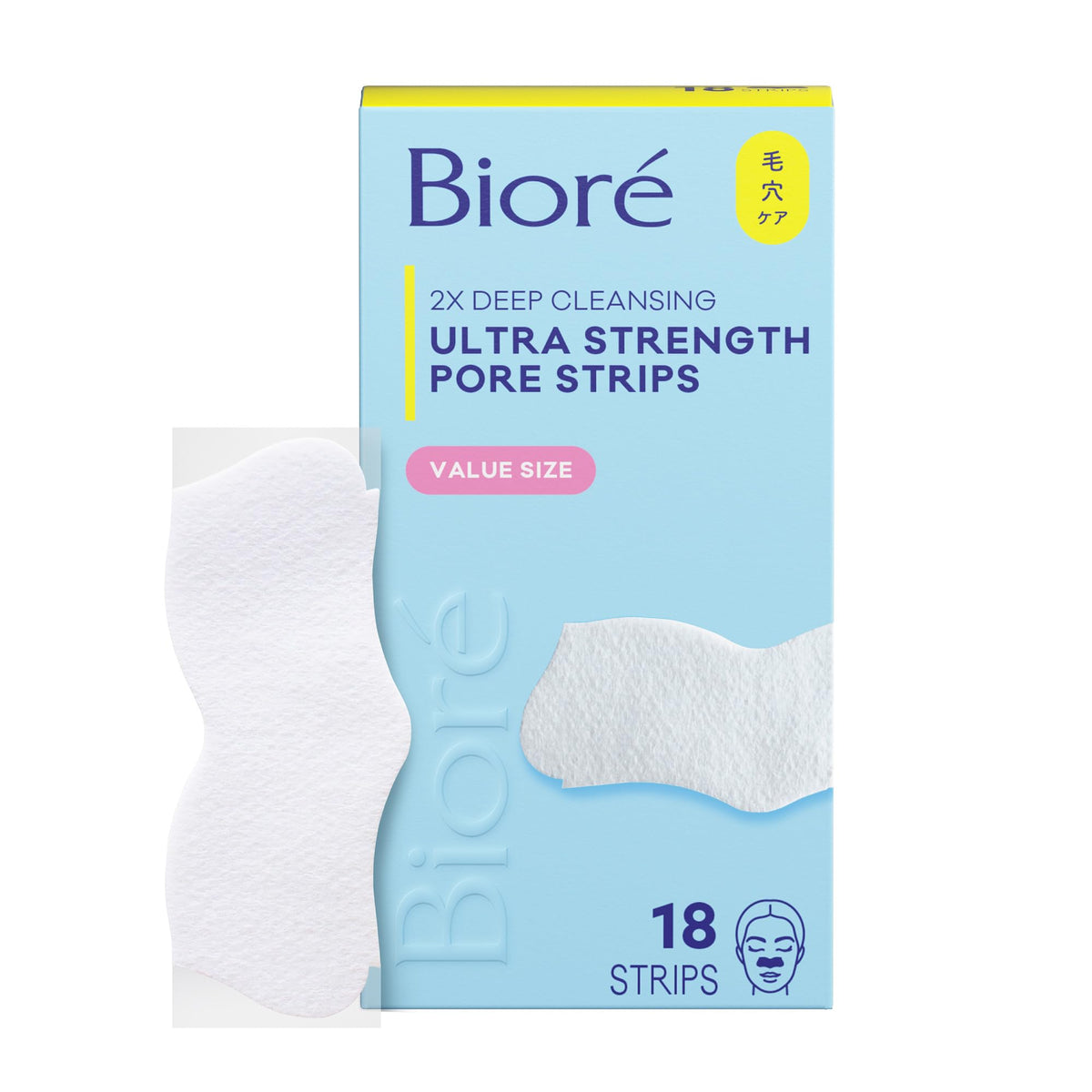 Bioré front packaging showing product name and 18 count benefit