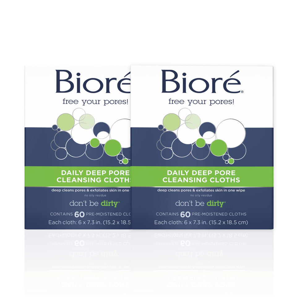 Bioré packaging front view showing wipes and convenient travel-ready benefit