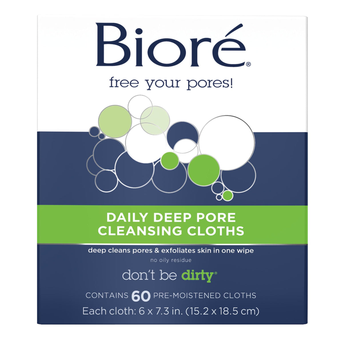 Bioré front packaging showing 60-count wipes and quick cleansing benefit