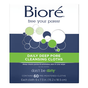 Bioré front packaging showing 60-count wipes and quick cleansing benefit