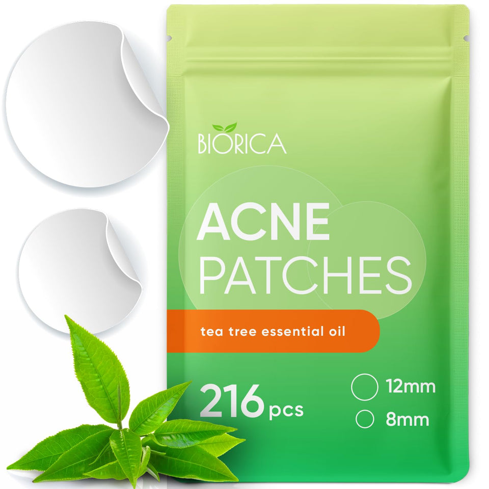 BIORICA front packaging showing 216 acne patches and cheerful design for convenience