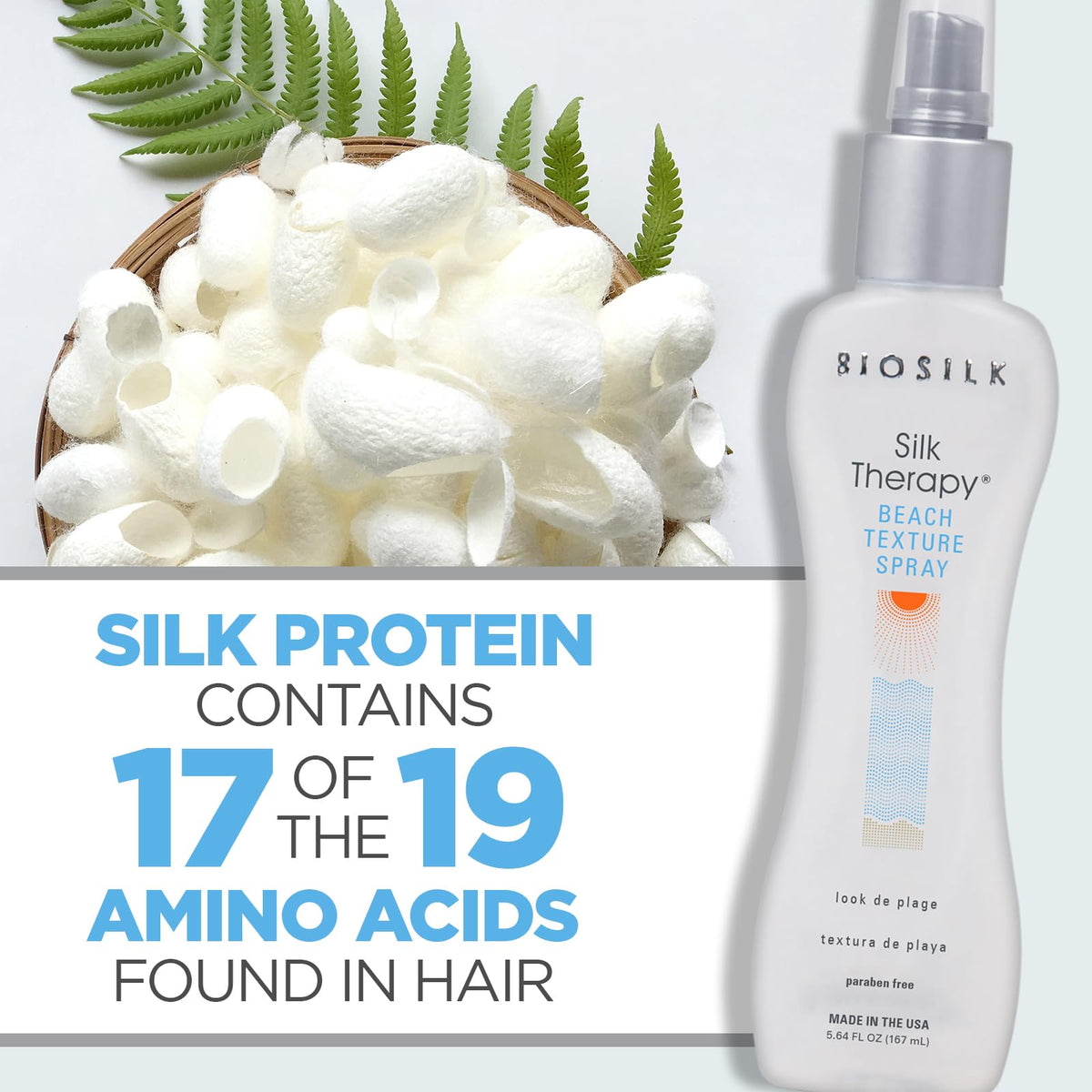 BioSilk placed on a beach towel in lifestyle scene suggesting sun-kissed, beachy texture