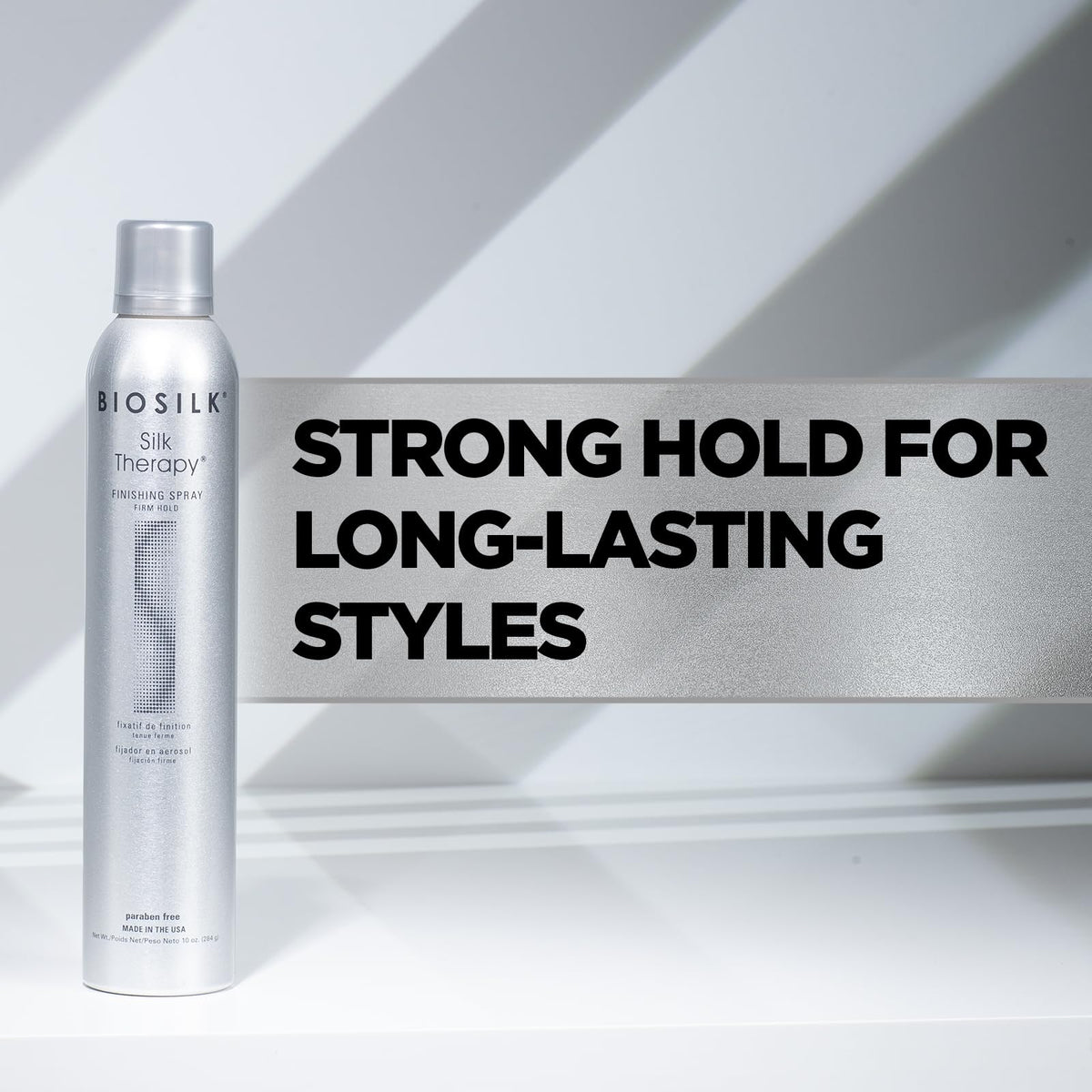 BioSilk can in hand showing 10 oz size for many styling sessions