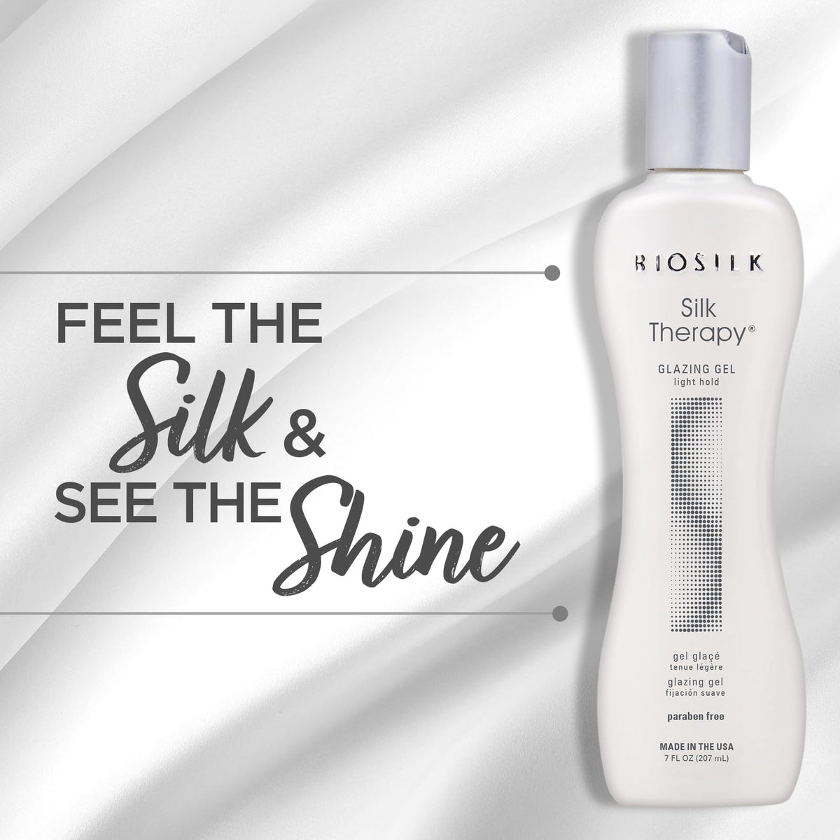 BioSilk being applied to hair for shine and light hold during styling