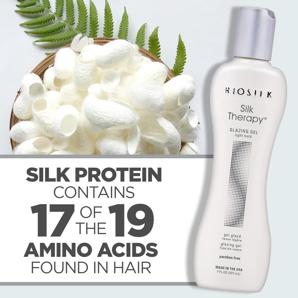 BioSilk bottle next to common items showing the 7 oz size