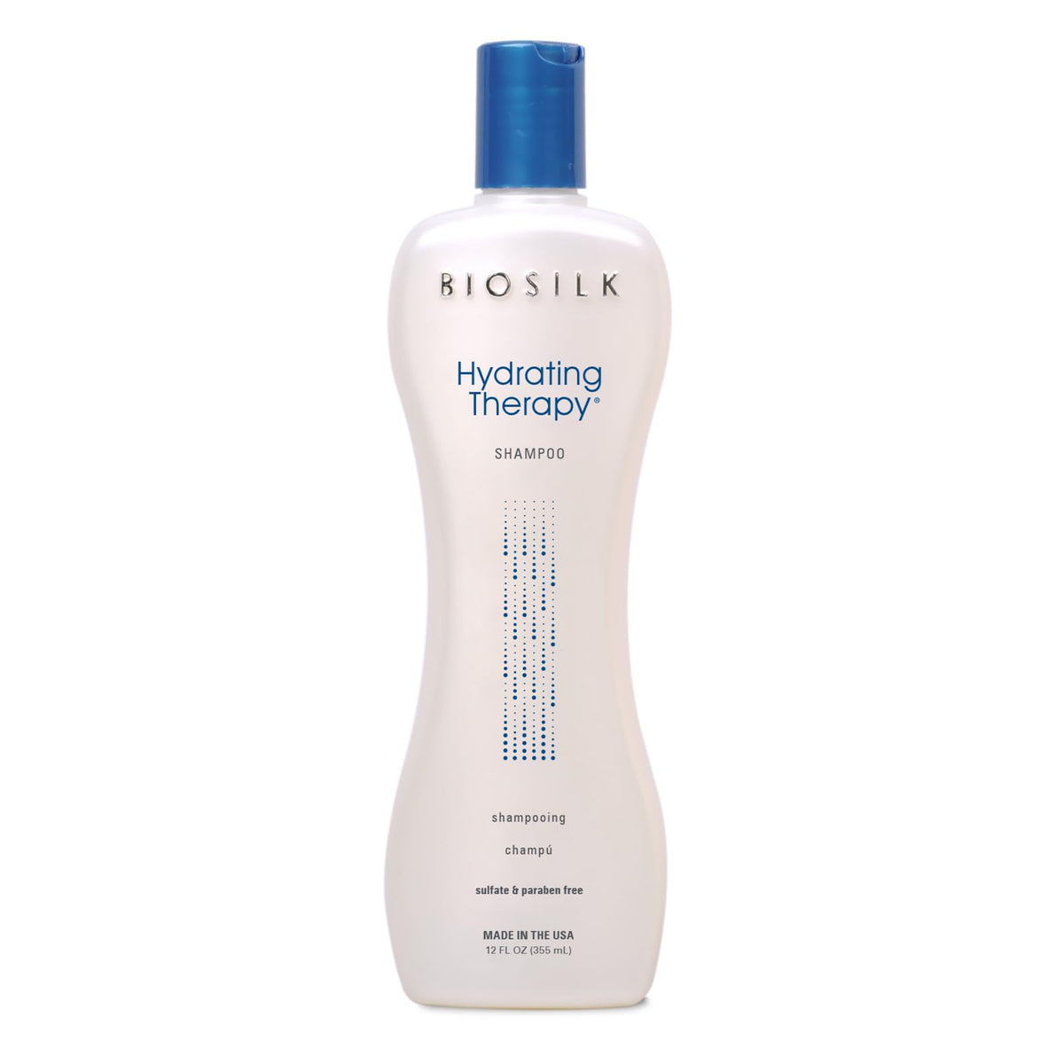 BioSilk bottle front view showing product label and clear 12 oz size benefit