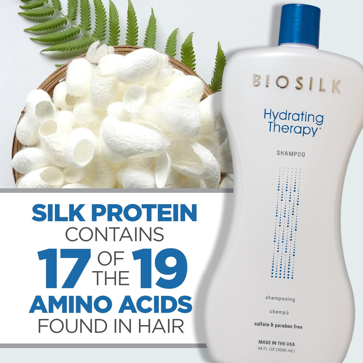 BioSilk ingredients focus with quinoa and maracuja visuals highlighting hydration benefits