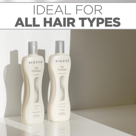 BioSilk botanical extracts display emphasizing nourishing natural ingredients