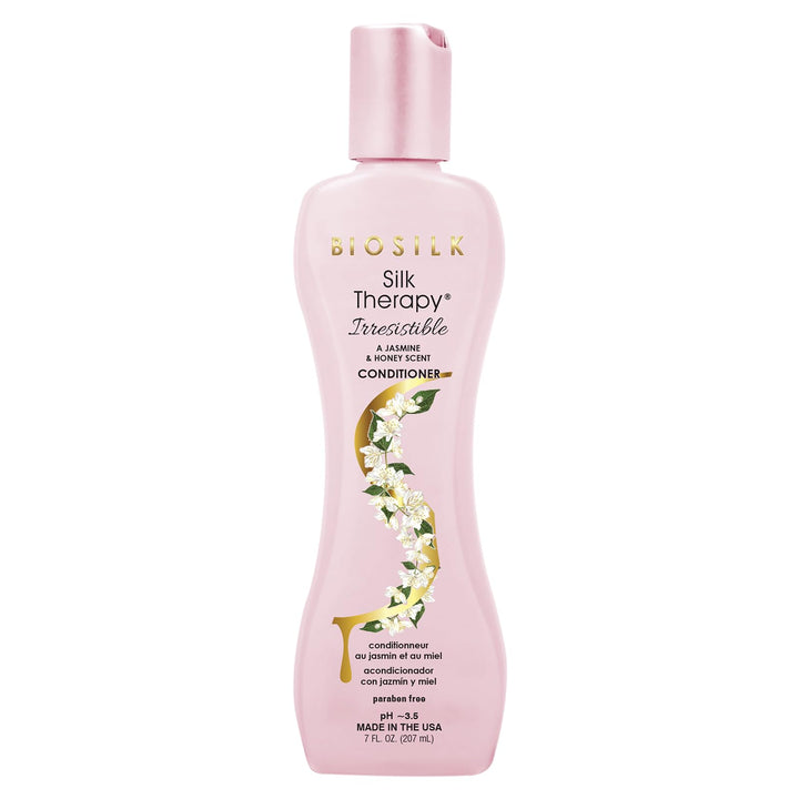 BioSilk front packaging showing 7 oz bottle and jasmine-honey label for visible styling benefits