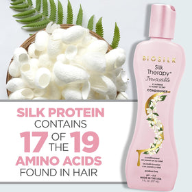 BioSilk label close-up highlighting silk proteins and sulfate-free claim for gentle care