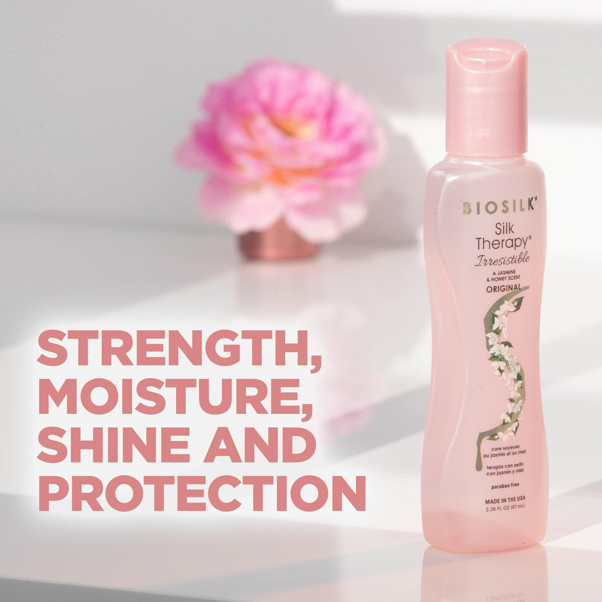 BioSilk pump and cap detail highlighting easy dispensing and control