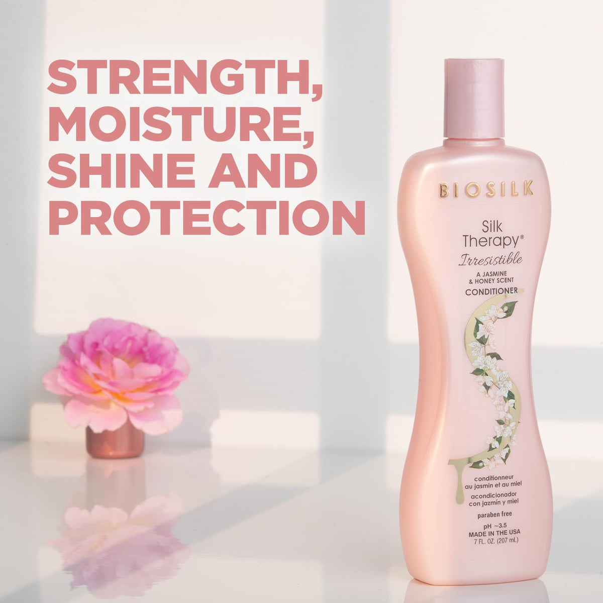 BioSilk texture close-up of conditioner cream showing silk-rich formula for smoothness