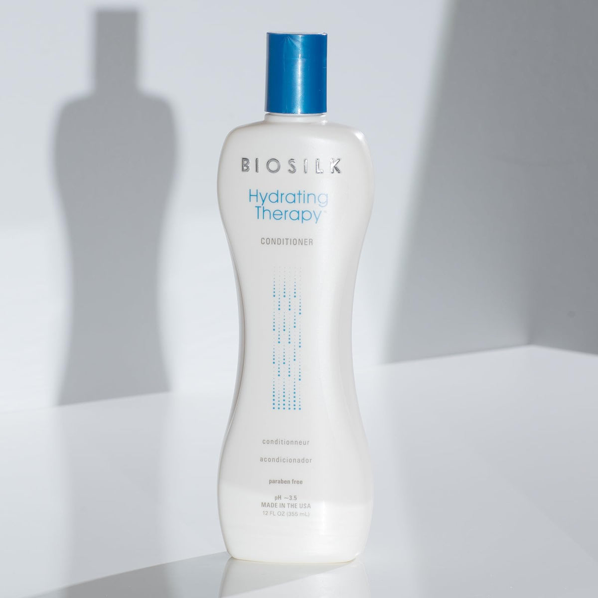 Bathroom shelf with BioSilk Hydrating Therapy set conveying routine