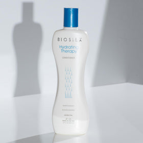 Bathroom shelf with BioSilk Hydrating Therapy set conveying routine