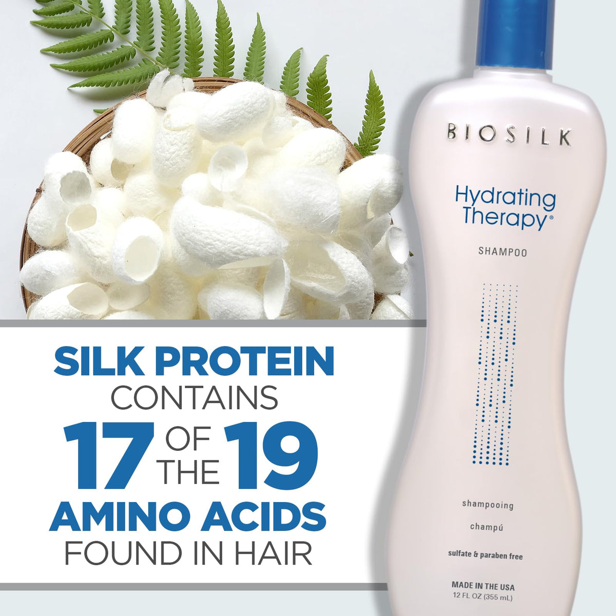 BioSilk ingredients display with quinoa and maracuja highlighting moisture benefit