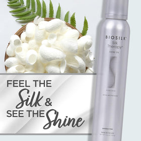 BioSilk label close-up highlighting silk therapy and clean formula
