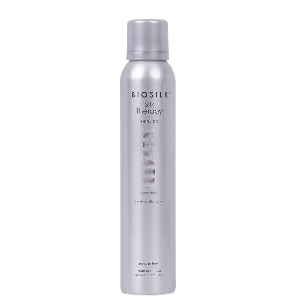 BioSilk bottle front view showing label and glossy finish benefit