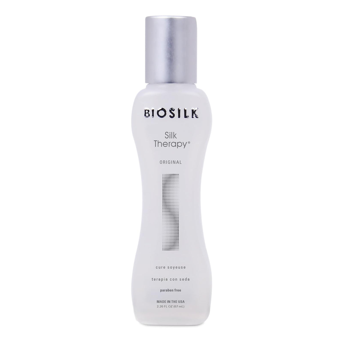 BioSilk front packaging showing product and key benefits for smoother hair