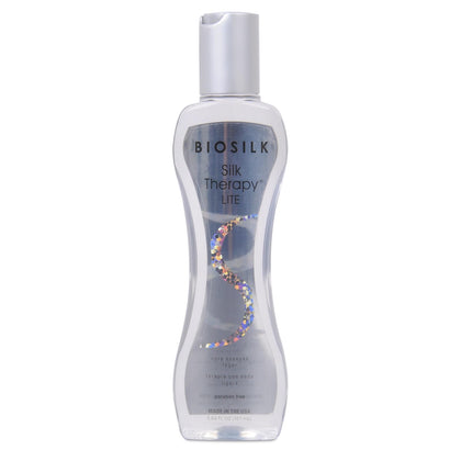 BioSilk front bottle showing lightweight treatment and soft shine benefit