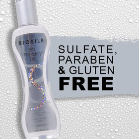 BioSilk bottle on bathroom shelf implying daily gentle care and convenience