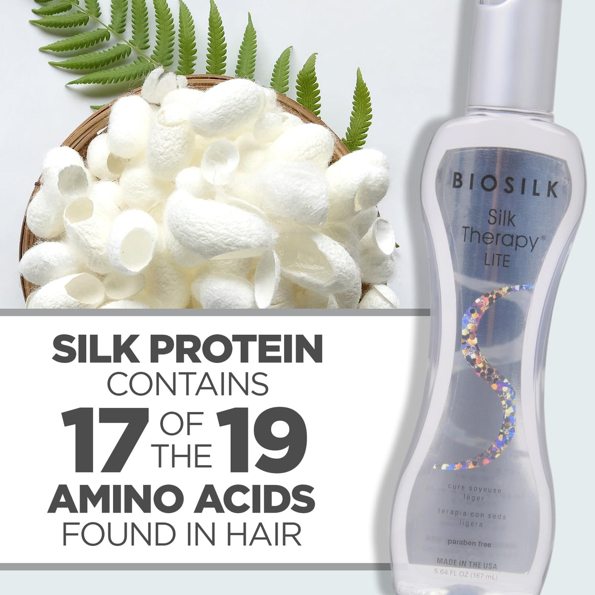 BioSilk next to a standard bottle for scale showing the 167 ml size benefit