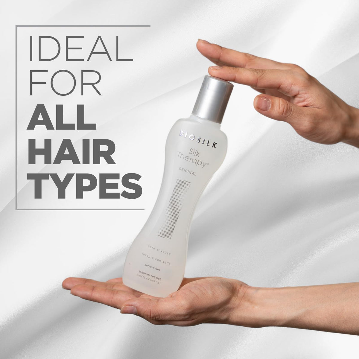 BioSilk pump close-up dispensing serum for precise application