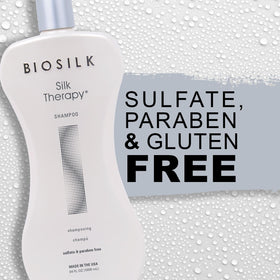 BioSilk shampoo in bathroom setting conveying salon finish at home