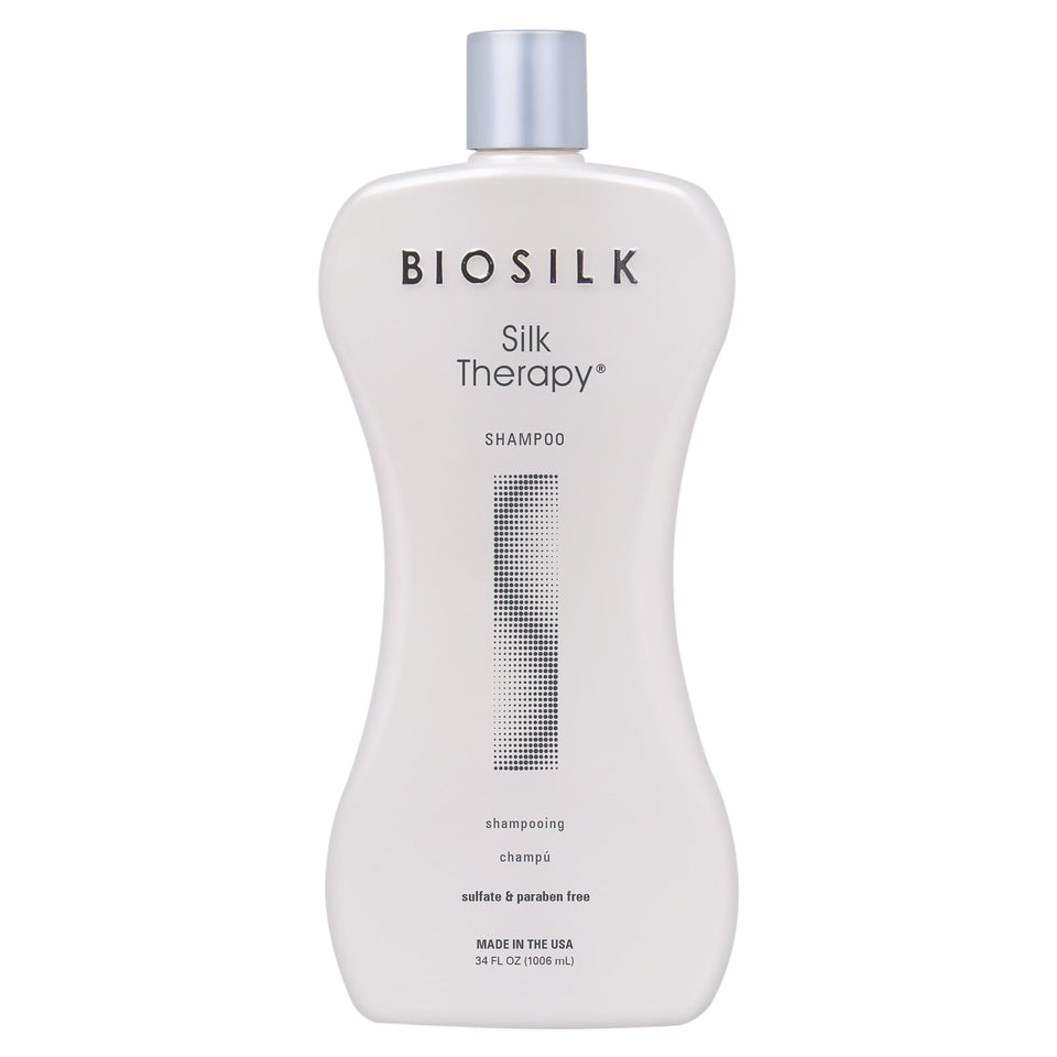 BioSilk front bottle showing label and 34 oz size for long lasting use