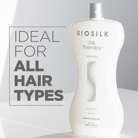 BioSilk pump and label detail showing ingredients and ease of dispensing