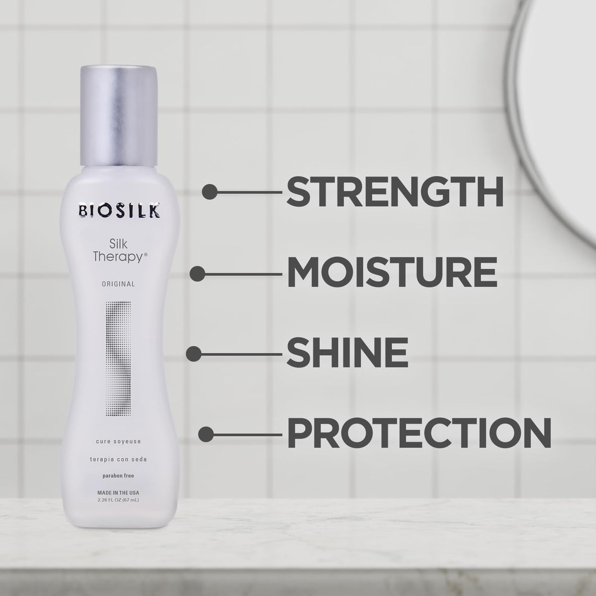 BioSilk texture drop on hand illustrating lightweight silk-treatment consistency