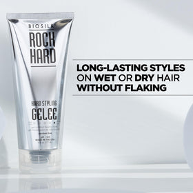 Model with sleek styled hair using BioSilk for defined, long-lasting shine