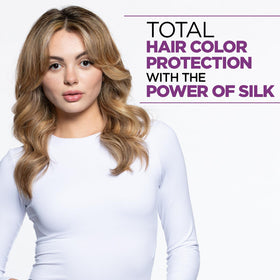 BioSilk texture close-up of shampoo pouring to show lightweight, non-greasy formula benefit