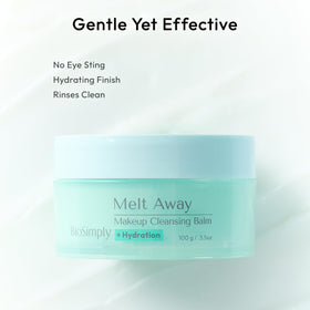 BioSimply cleansing balm on fingers demonstrating application and coverage benefit