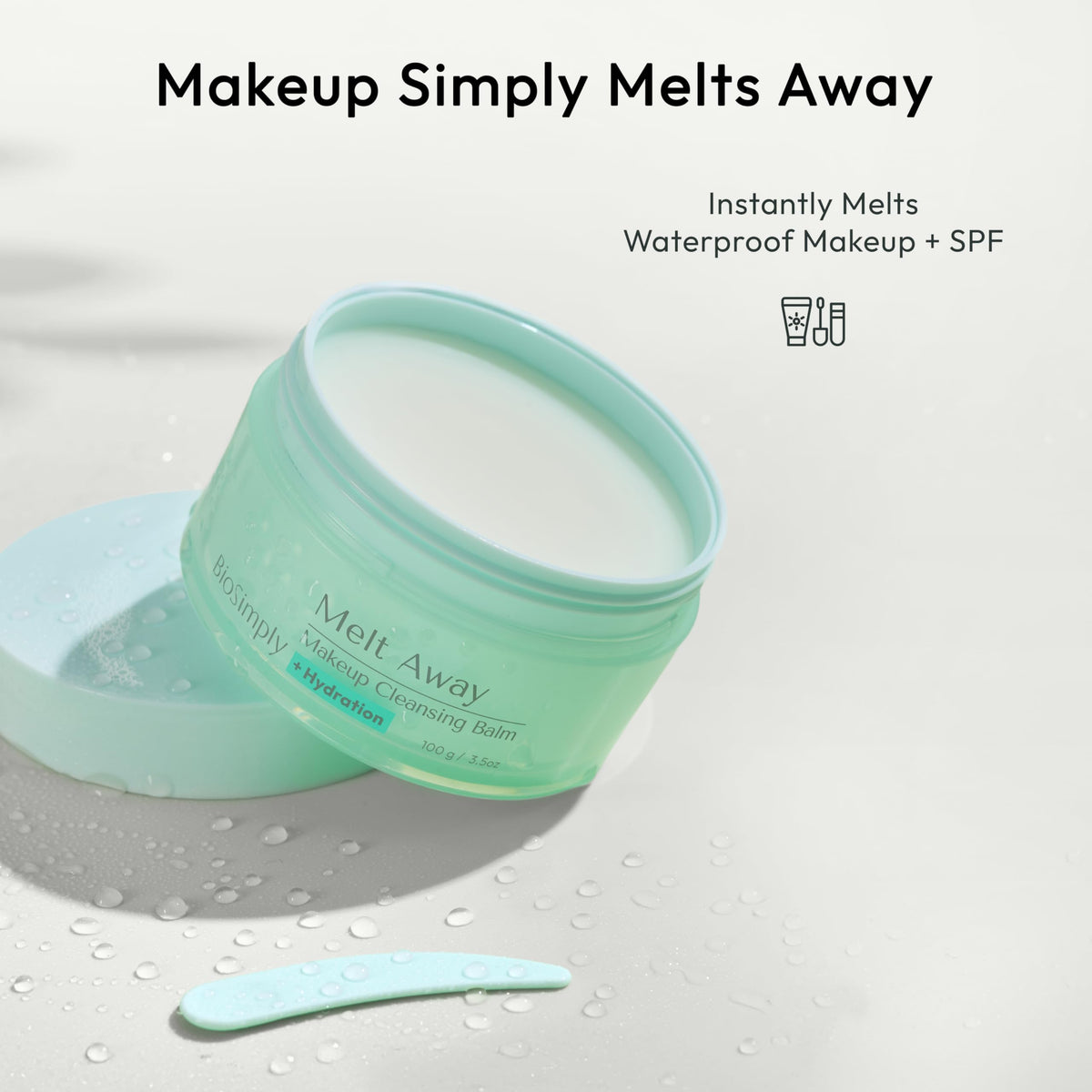 BioSimply balm texture close-up melting to oil for gentle makeup removal