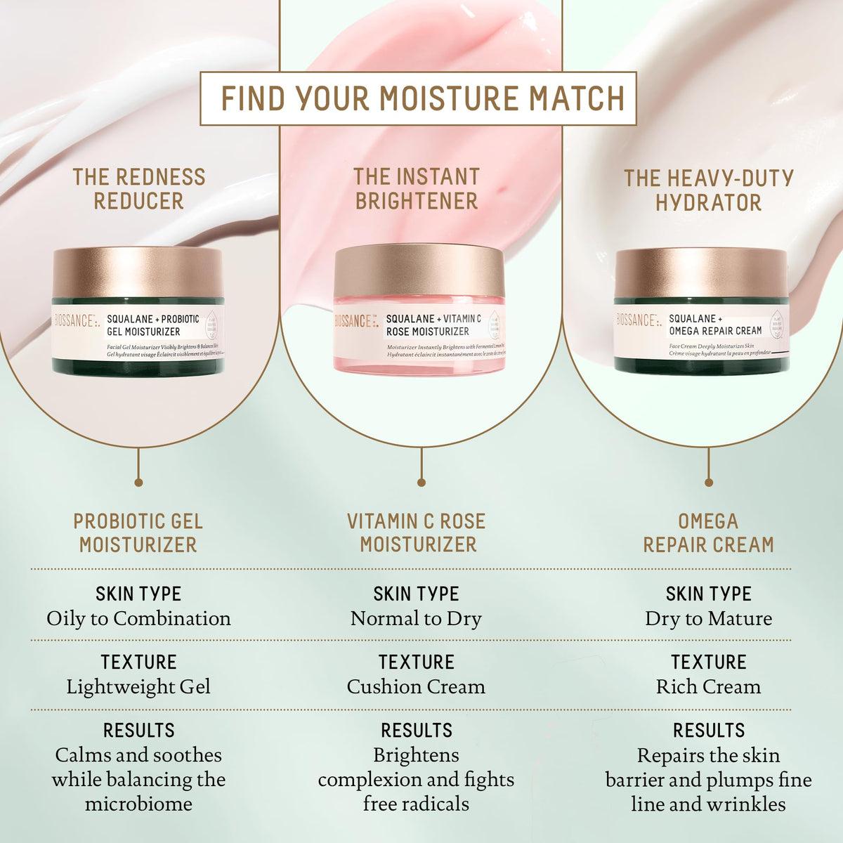 BIOSSANCE applying cream to cheek illustrating soothing barrier repair benefit