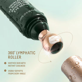 Applying Biossance eye serum under eye to reduce puffiness quickly