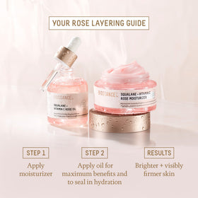 BIOSSANCE product staged with serum and sunscreen showing morning layering benefit
