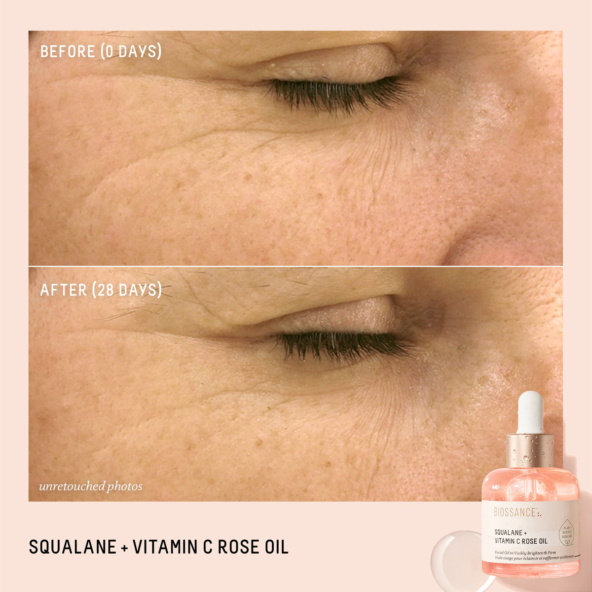 BIOSSANCE close-up dropper dispensing silky oil for texture demo