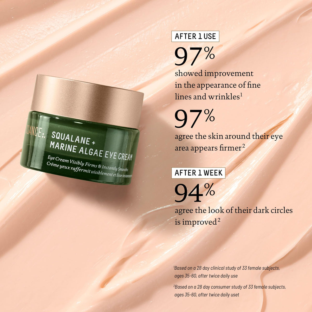 BIOSSANCE ingredients display with marine algae and squalane benefits