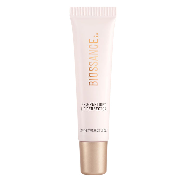Biossance Pro-Peptide Lip Perfector front packaging showing product benefit