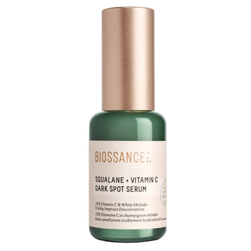 Biossance front packaging showing clean bottle and brand, highlighting targeted brightening