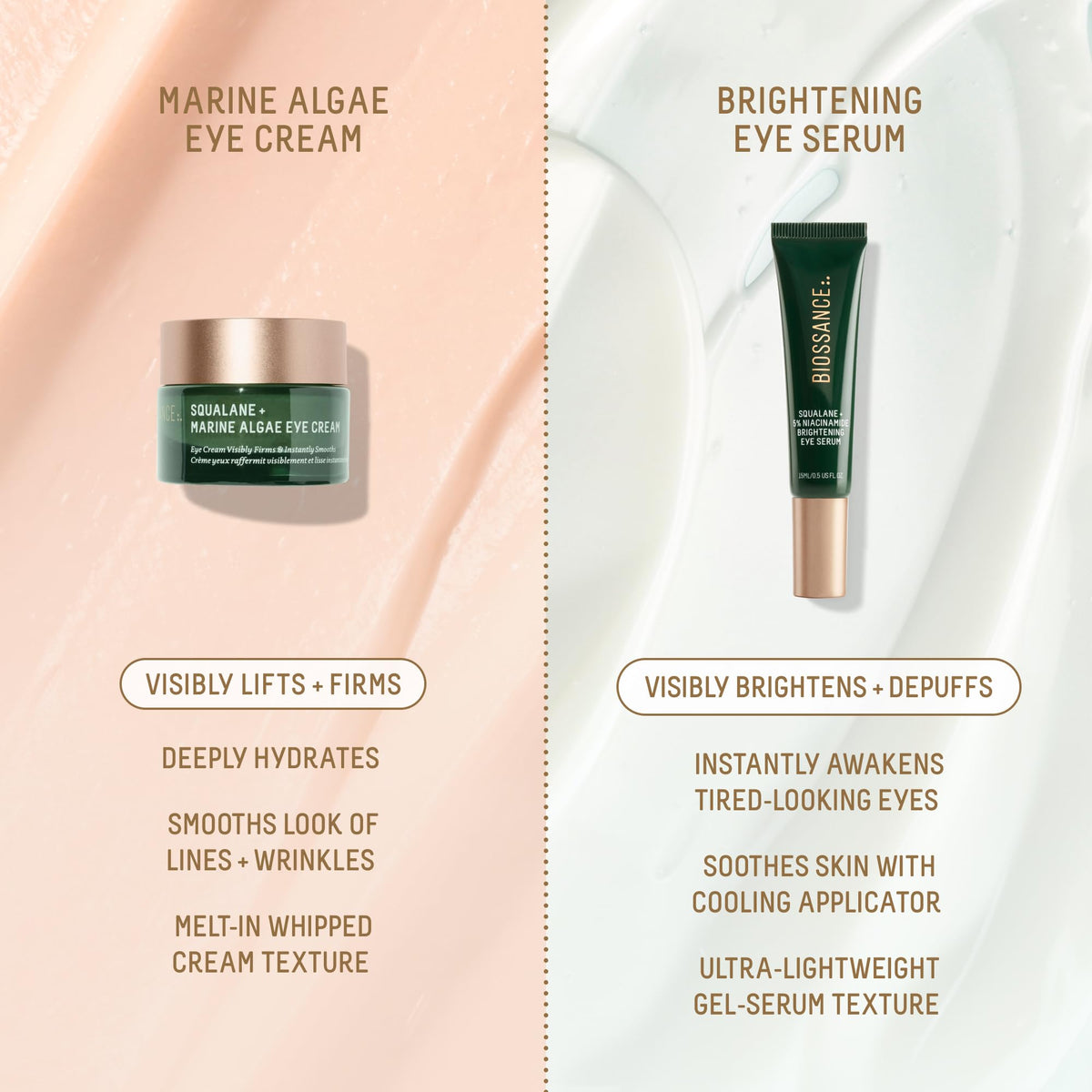 Ingredients panel of Biossance highlighting niacinamide and squalane