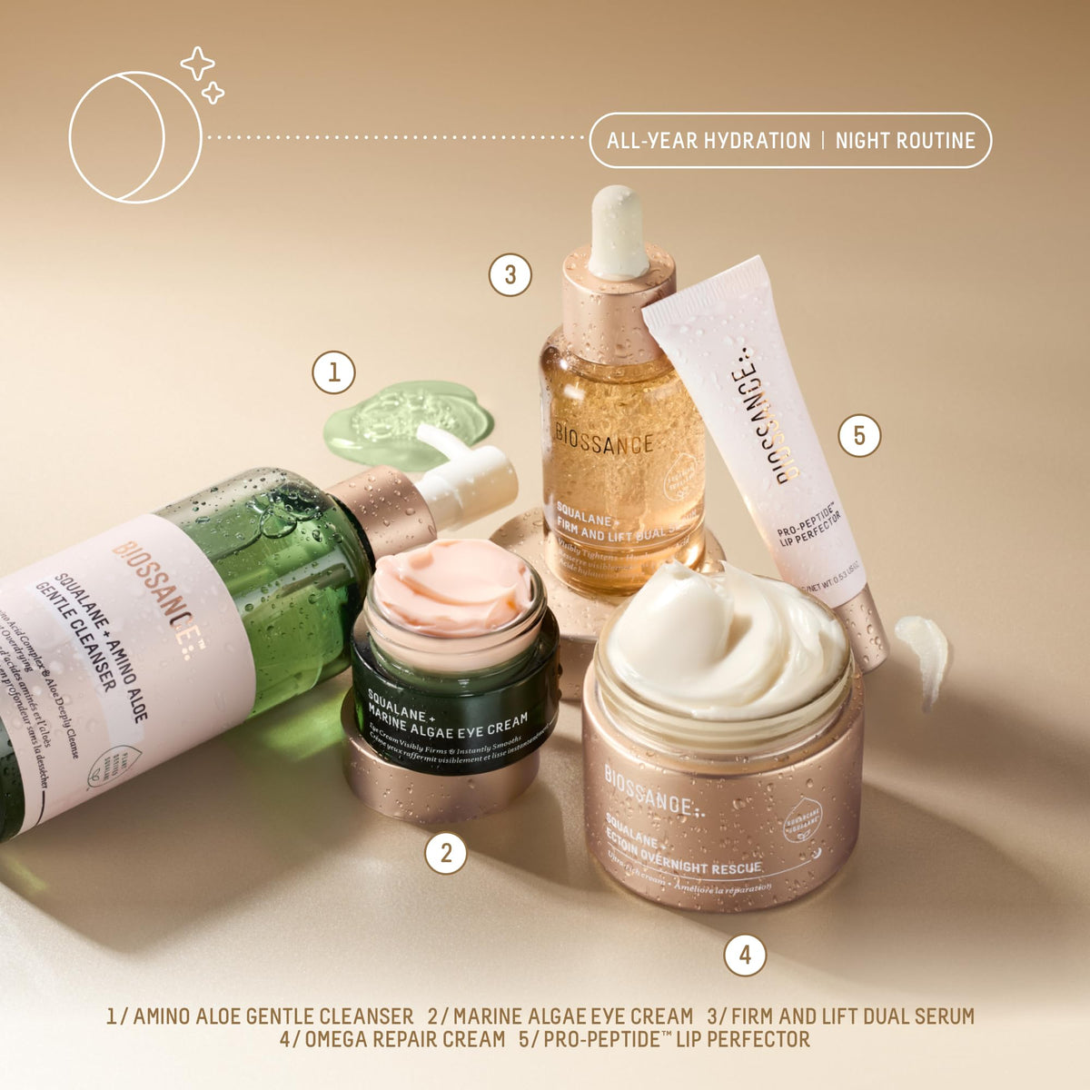 BIOSSANCE lifestyle vanity scene showing daily routine and glowing skin benefit