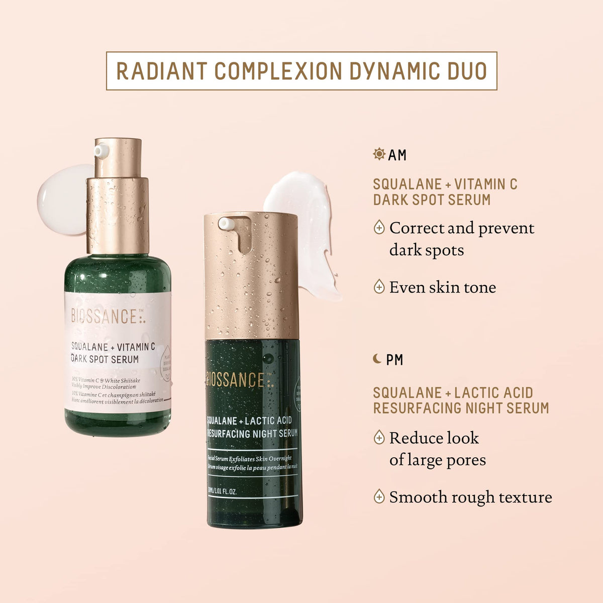 Biossance bottle on bathroom counter illustrating evening routine convenience